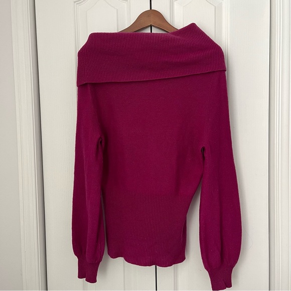 PATAGONIA Wool Blend Magenta Cowl Neck Off-the-Shoulder Sweater Pullover - Picture 2 of 3